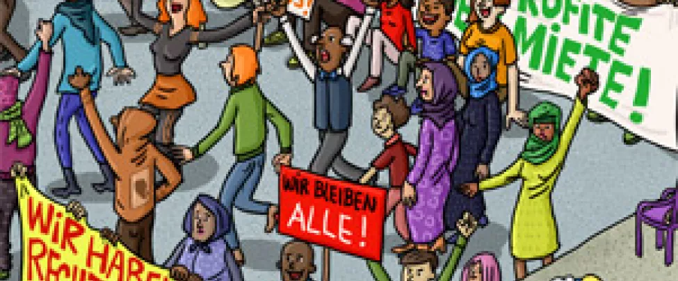 Wimmelbild Recht auf Stadt